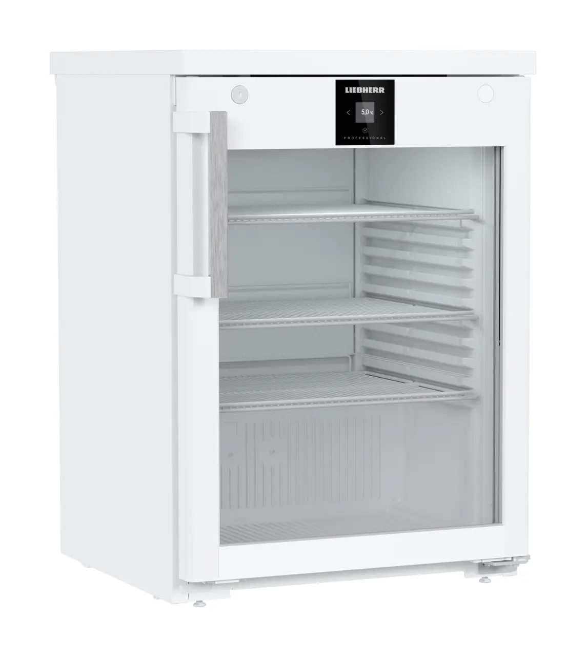 Obraz produktu, Perspektywa: Pod kątem, zamknięte, puste, Chłodziarka do zabudowy pod blat z chłodzeniem statycznym, Kolor obudowy: Biała, Kolor drzwi: Biała