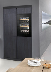 Product image, Perspective: milieu, Built-in multi-temperature wine cabinet, Casing colour: silver, Door colour: GlassBlack