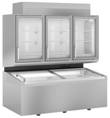 Image de produit, Perspective: Oblique fermé vide, Congélateur haut supermarché, Couleur de l’habillage: gris