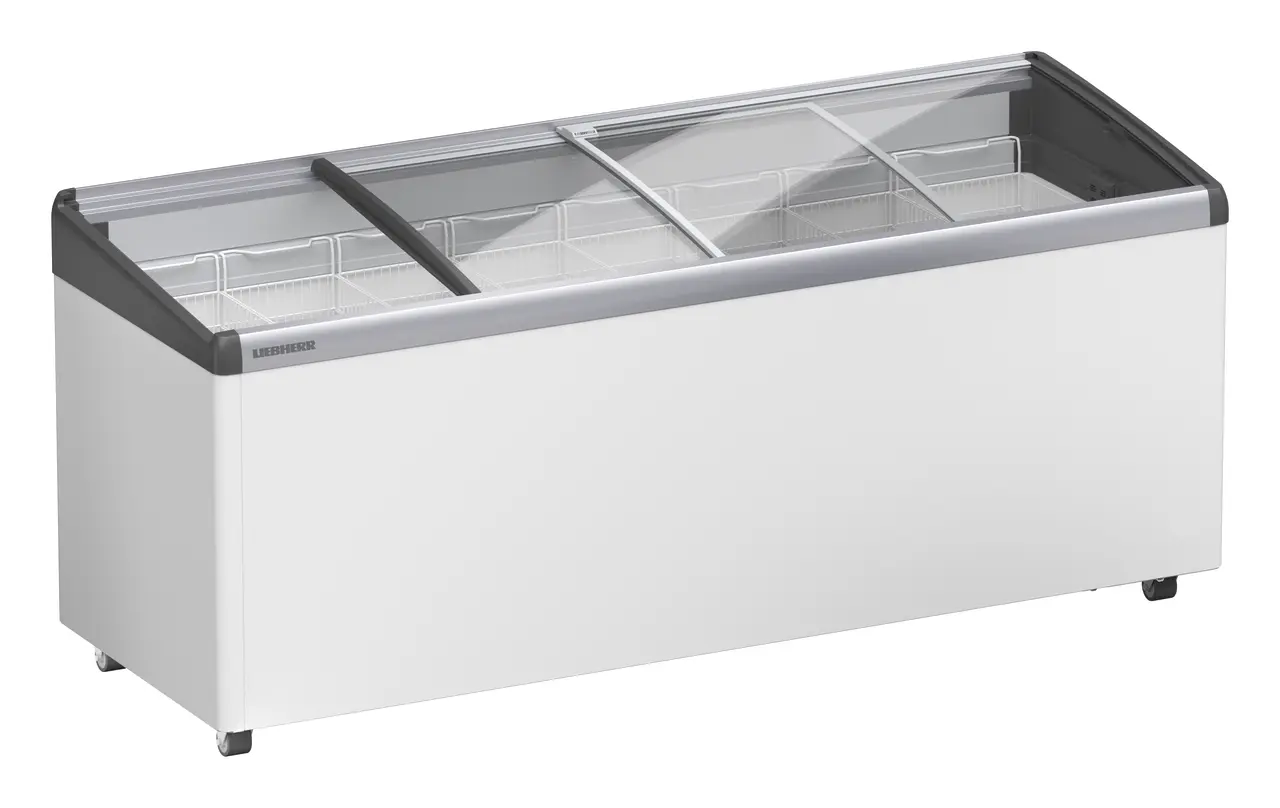 Product image, Perspective: oblique half-open empty, Ice-cream chest freezer, Casing colour: white