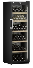 Product image, Perspective: oblique closed decorated, Wine storage cabinet, Casing colour: black, Door colour: black