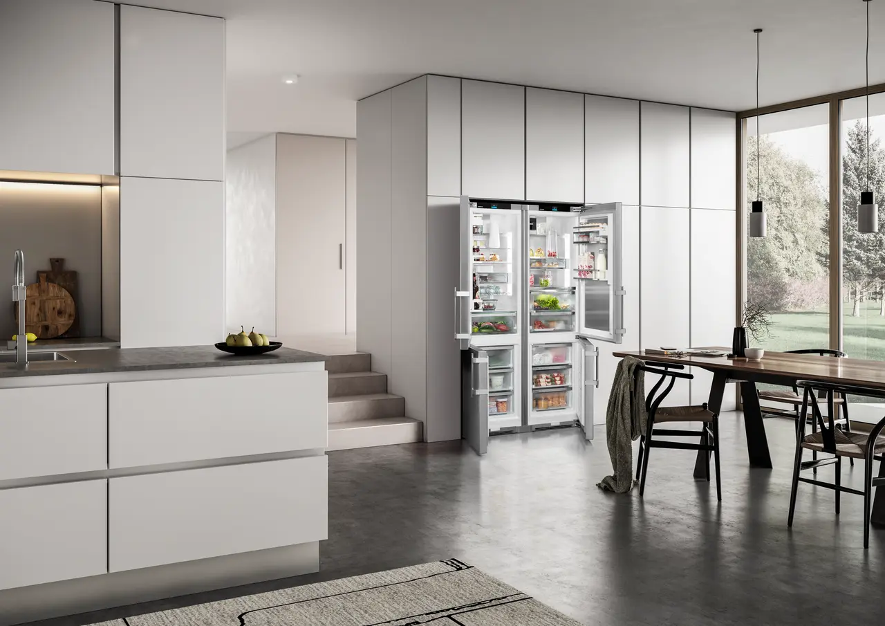 Image de produit, Perspective: Environnement, Combiné Side-by-Side, Couleur de l’habillage: acier inox, Couleur de porte: acier inox