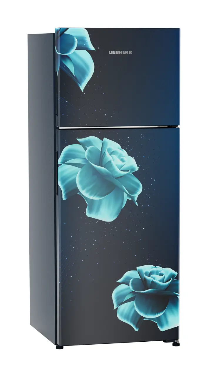 Product image, Perspective: oblique closed, Fridge-freezer with NoFrost, Casing colour: blue, Door colour: Blue Divine