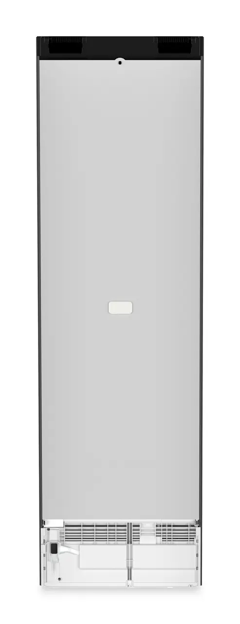 Product image, Perspective: back side, Combined fridge-freezers with EasyFresh and NoFrost, Casing colour: black, Door colour: BlackSteel
