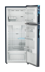 Product image, Perspective: straight open empty, Fridge-freezer with NoFrost, Casing colour: blue, Door colour: Blue Divine