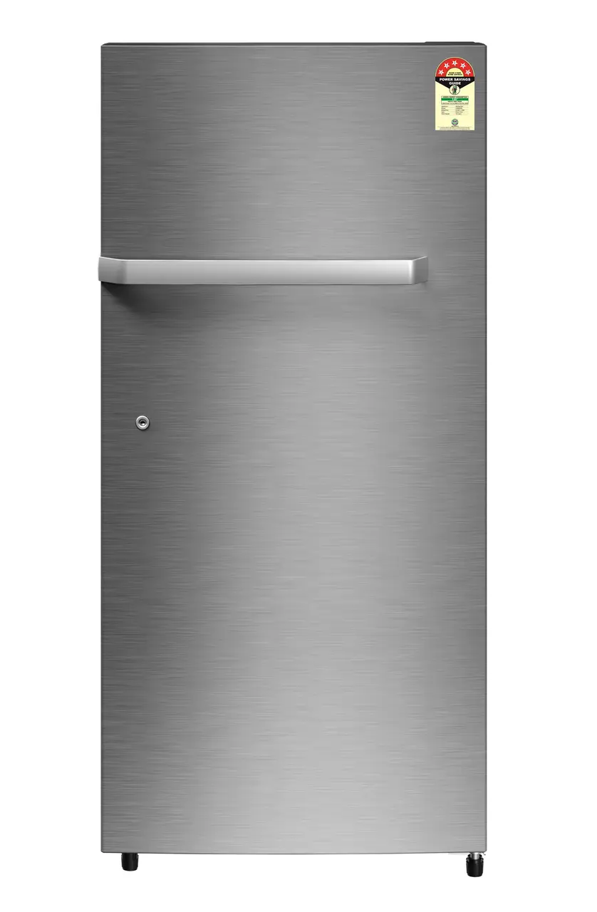 Product image, Perspective: straight closed, Single-door fridge 202 l in 2 star and horizontal handle, Casing colour: grey, Door colour: Silver Steel