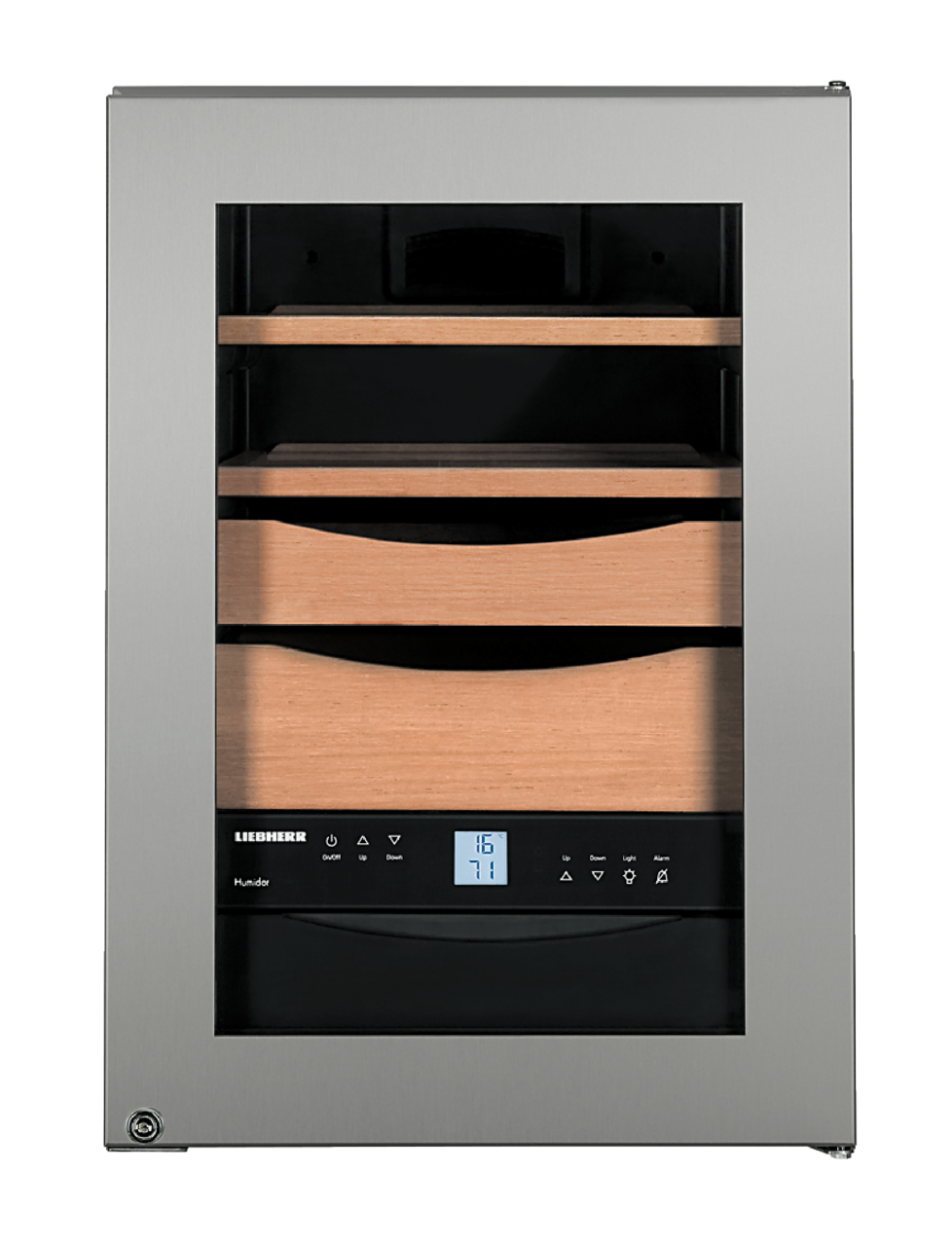 Product image, Perspective: straight open empty, Humidor, Casing colour: stainless steel