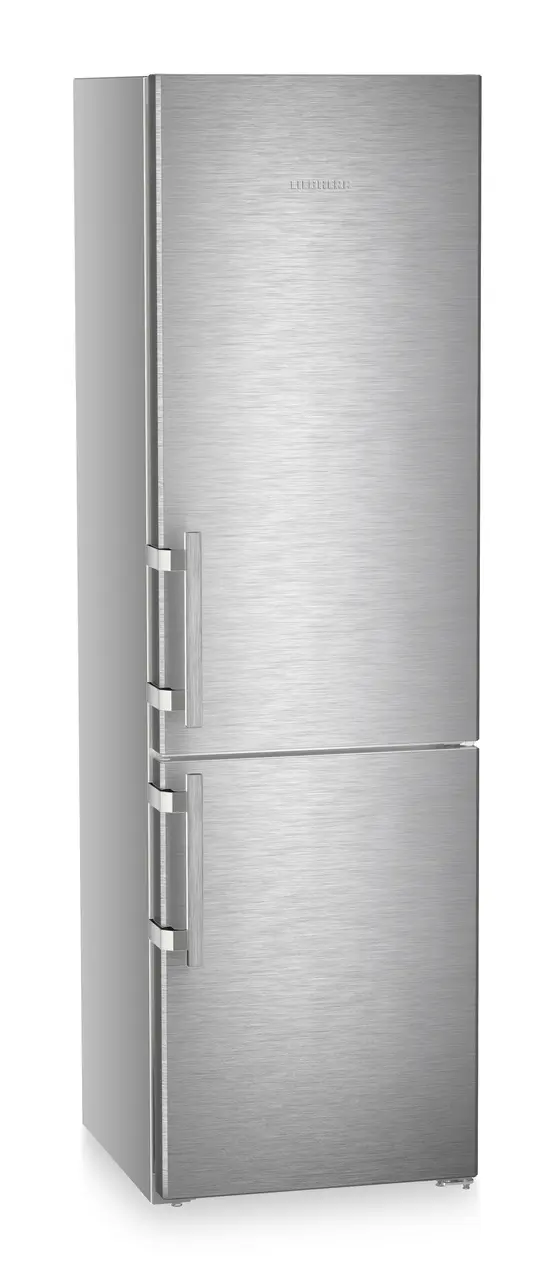 Product image, Perspective: oblique closed, Fridge-freezer with BioFresh and NoFrost, Casing colour: silver, Door colour: stainless steel