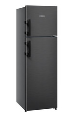 Product image, Perspective: oblique closed, Fridge-freezer with NoFrost, Casing colour: black, Door colour: BlackSteel