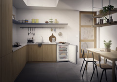 Изображение продукции, Перспектива: Внешние условия, Малогабаритная морозильная камера с системой NoFrost, Цвет корпуса: серебристый, Цвет дверцы: нержавеющая сталь