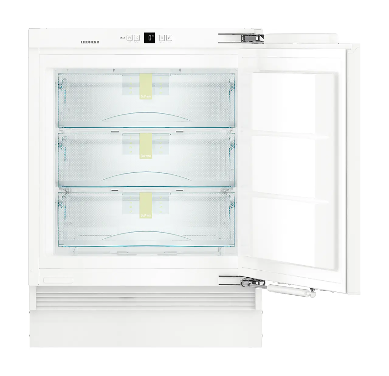 Product image, Perspective: straight open empty, Under-worktop, full-space BioFresh refrigerator for integrated use