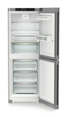 Product image, Perspective: straight open empty, Combined fridge-freezer with EasyFresh and NoFrost, Casing colour: silver, Door colour: Steelfinish