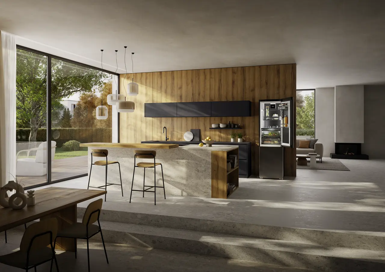 Product image, Perspective: milieu, Fridge-freezer with BioFresh Professional and NoFrost, Casing colour: BlackSteel, Door colour: BlackSteel