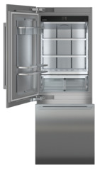 Product image, Perspective: straight open empty, Combined refrigerator-freezer with BioFresh and NoFrost for integrated use
