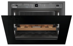 Product image, Perspective: straight half-open empty, Built-in wine storage cabinet, Casing colour: white, Door colour: GlassBlack