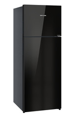 Product image, Perspective: oblique closed, Fridge-freezer with NoFrost, Casing colour: black, Door colour: Black Gloss