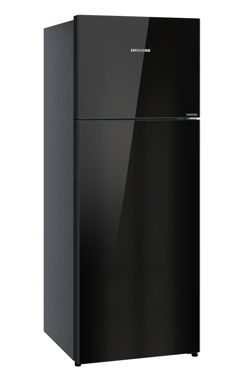 Product image, Perspective: oblique closed, Fridge-freezer with NoFrost, Casing colour: black, Door colour: Black Gloss