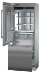 Product image, Perspective: oblique open empty, Combined refrigerator-freezer with BioFresh and NoFrost for integrated use