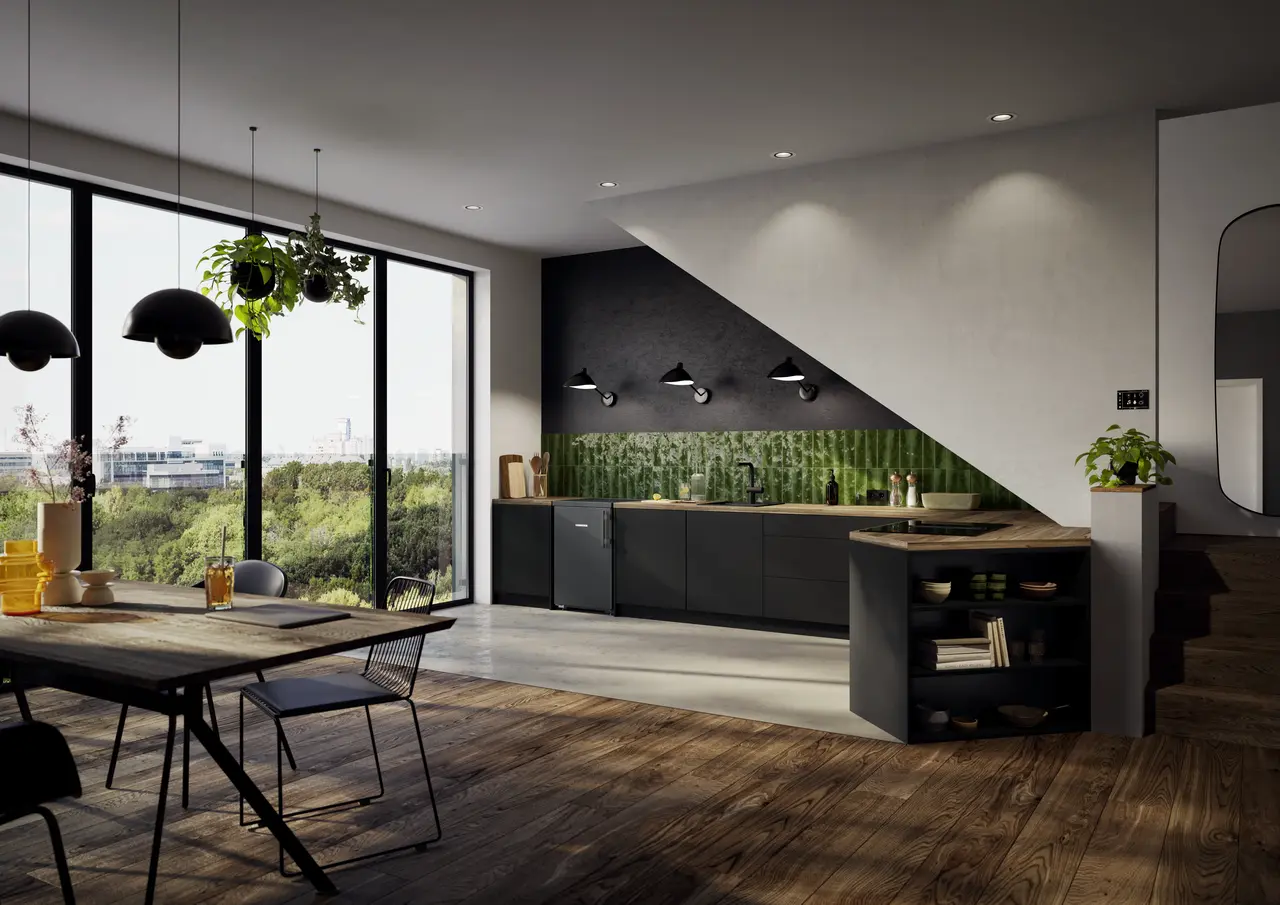 Product image, Perspective: milieu, Table top refrigerator, Casing colour: DarkGrey, Door colour: DarkGrey