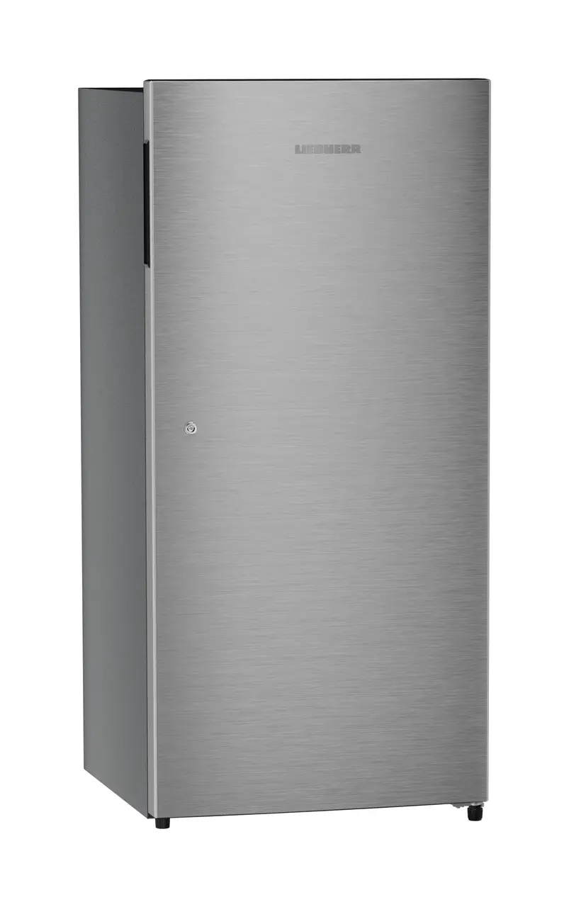 Product image, Perspective: oblique closed, Single-door refrigerator 191 l in 5 star with inverter compressor, Casing colour: grey, Door colour: Silver Steel