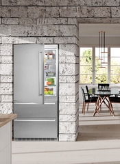 Product image, Perspective: milieu, Fridge-freezer with NoFrost, Casing colour: stainless steel, Door colour: stainless steel