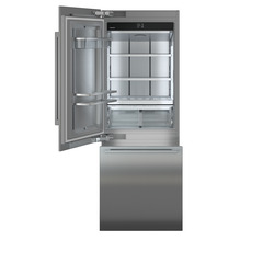 Product image, Perspective: straight open empty, Combined refrigerator-freezer with BioFresh and NoFrost for integrated use, Casing colour: grey