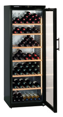 Product image, Perspective: oblique open decorated, Wine storage cabinet, Casing colour: black, Door colour: black