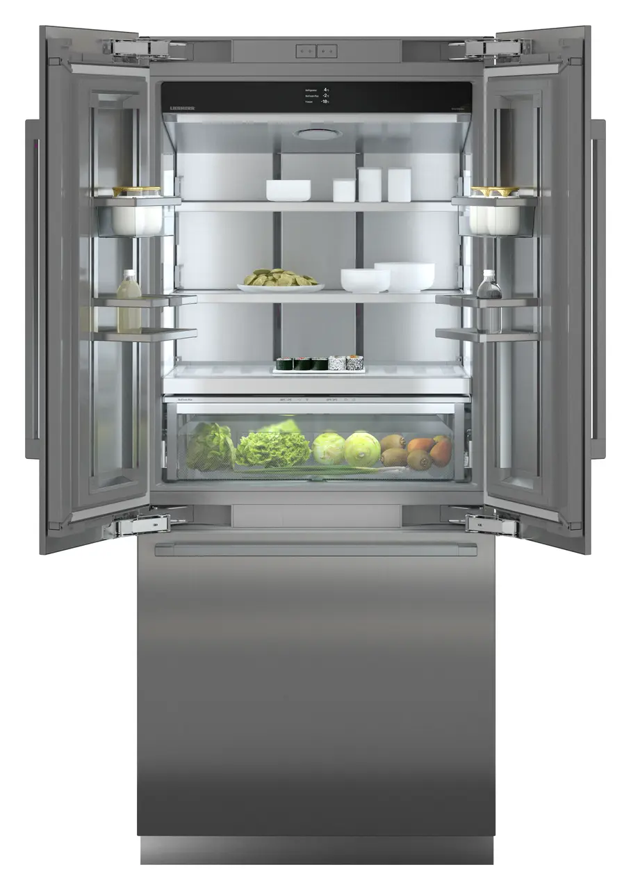Product image, Perspective: straight open decorated, Combined refrigerator-freezer with BioFresh and NoFrost for integrated use