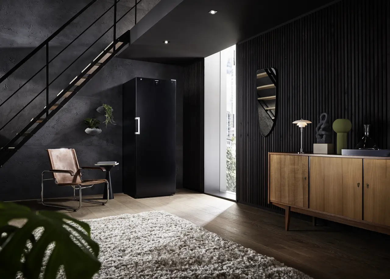 Product image, Perspective: milieu, Wine storage cabinet, Casing colour: black, Door colour: black