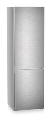 Product image, Perspective: oblique closed, Combined fridge-freezers with EasyFresh and NoFrost, Casing colour: silver, Door colour: stainless steel