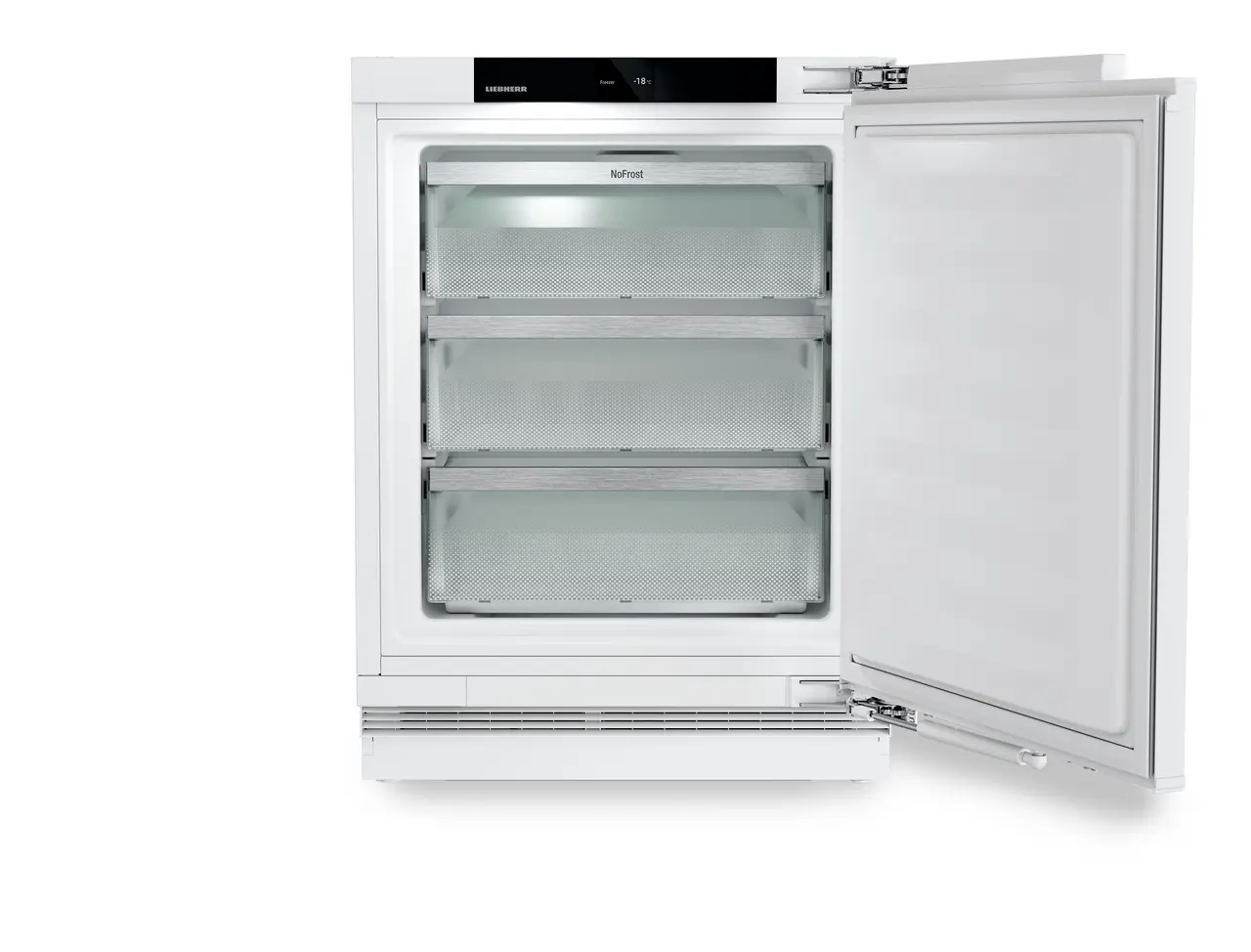 Product image, Perspective: straight open empty, Freezer suitable for undercounter installation with NoFrost