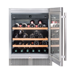 Product image, Perspective: straight open decorated, Built-under wine storage cabinet, Casing colour: silver, Door colour: silver