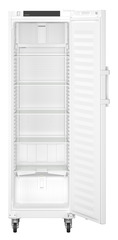 Product image, Perspective: straight open empty, Laboratory refrigerator with convection cooling and an interior free of ignition sources, Casing colour: white, Door colour: white