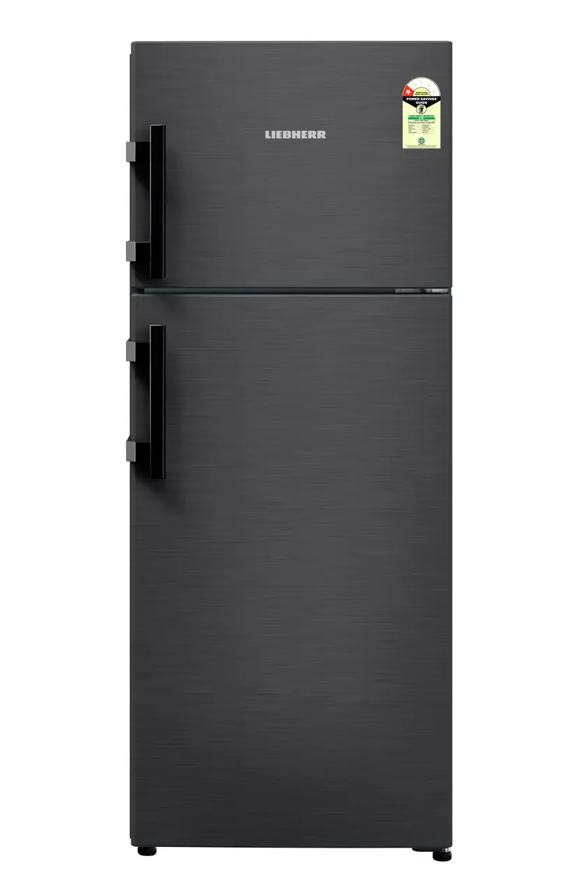 Product image, Perspective: straight closed, Fridge-freezer with NoFrost, Casing colour: grey, Door colour: BlackSteel