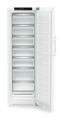 Изображение продукции, Перспектива: Прямо, с открытой дверцей, без продуктов, Морозильная камера с системой NoFrost, Цвет корпуса: белый, Цвет дверцы: белый