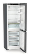Product image, Perspective: oblique open empty, Combined fridge-freezers with EasyFresh and NoFrost, Casing colour: DarkGrey, Door colour: DarkGrey