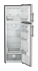 Product image, Perspective: straight open empty, Fridge-freezer with NoFrost, Casing colour: grey, Door colour: Stainless Steel