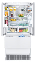 Product image, Perspective: straight open decorated, Combined refrigerator-freezer with BioFresh and NoFrost for integrated use