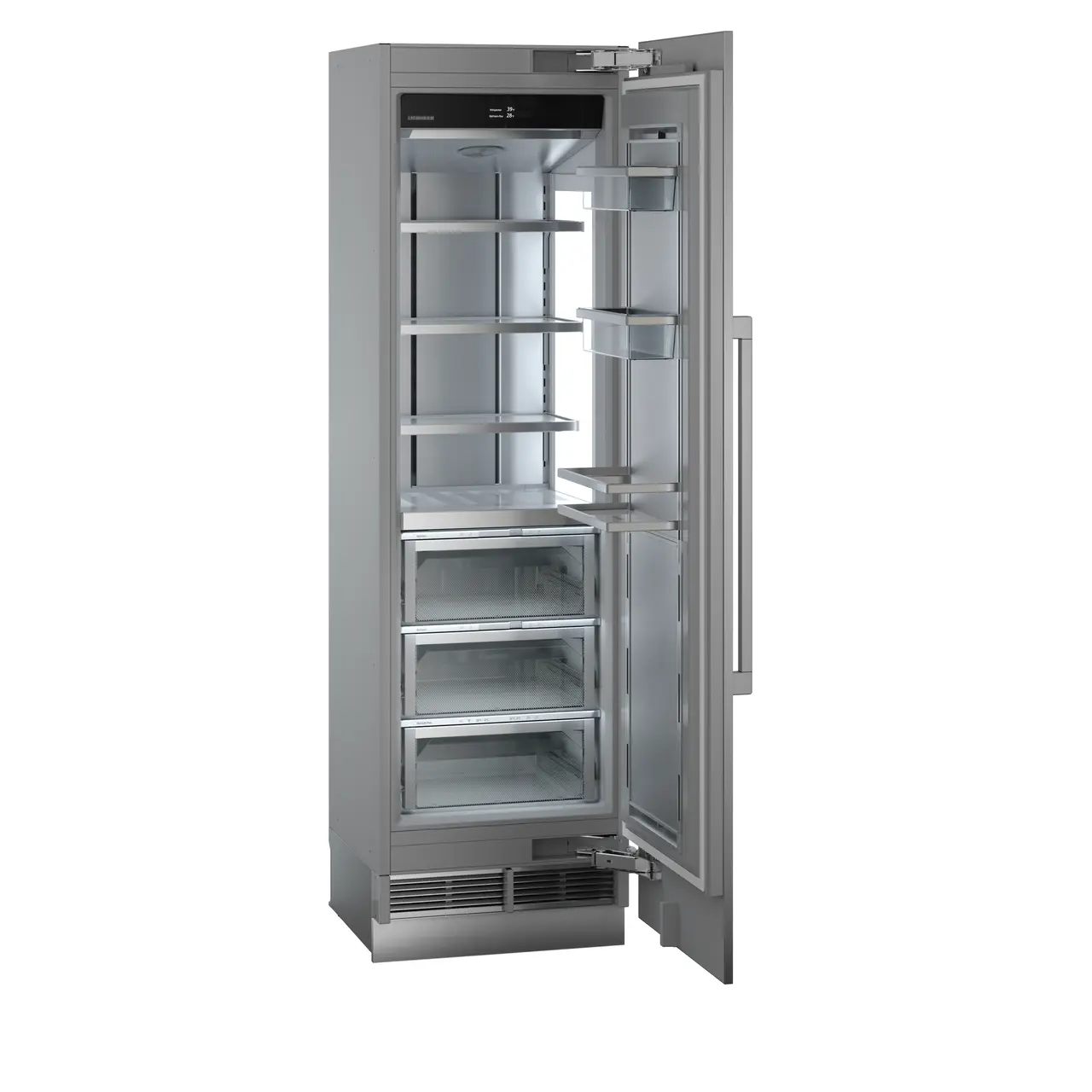 Product image, Perspective: oblique open empty, Refrigerator with BioFresh for integrated use, Casing colour: grey