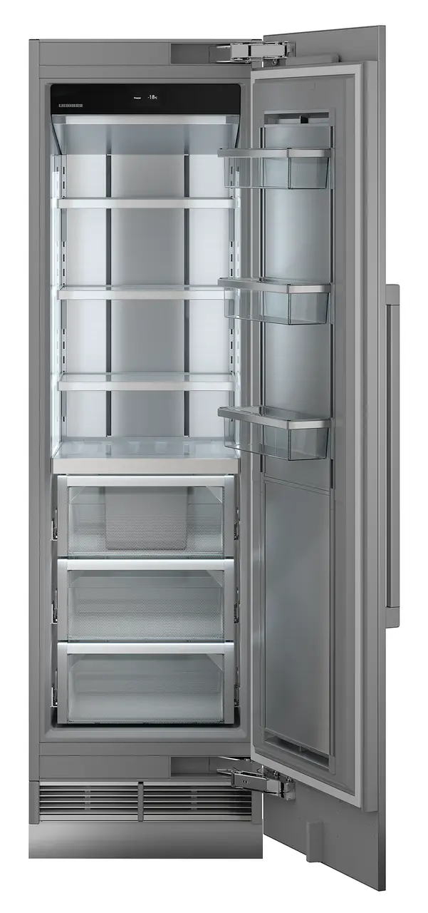Produkt-Bild, Perspektive: gerade offen leer, Integrierbarer Gefrierschrank mit NoFrost, Gehäusefarbe: Grau