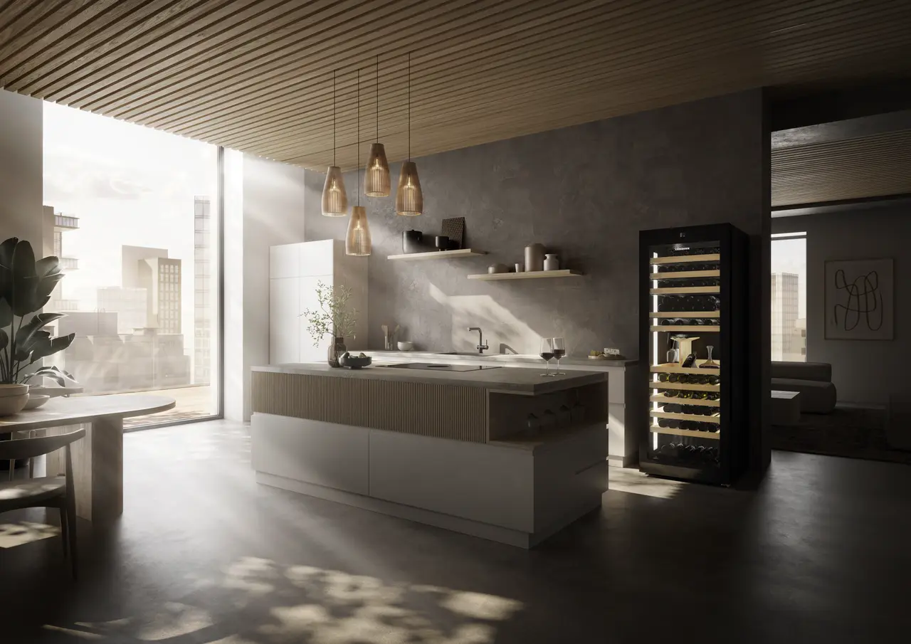 Product image, Perspective: milieu, Multi-temperature wine cabinet, Casing colour: black, Door colour: GlassBlack