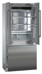 Product image, Perspective: oblique open empty, Combined refrigerator-freezer with BioFresh and NoFrost for integrated use