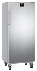 Product image, Perspective: oblique closed empty, Freestanding freezer with NoFrost, Casing colour: stainless steel, Door colour: stainless steel