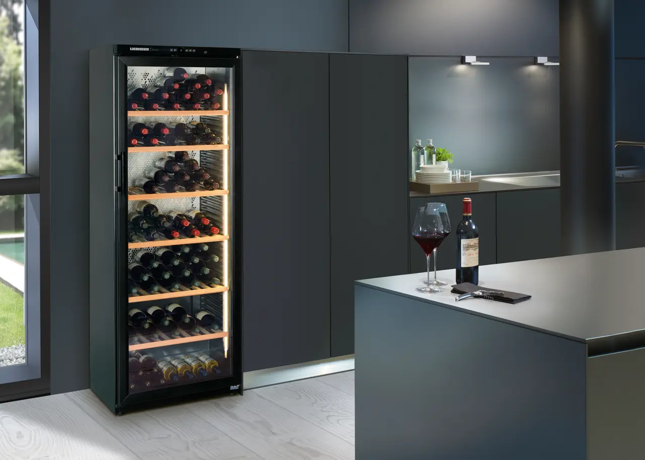 Product image, Perspective: milieu, Wine storage cabinet, Casing colour: black, Door colour: black