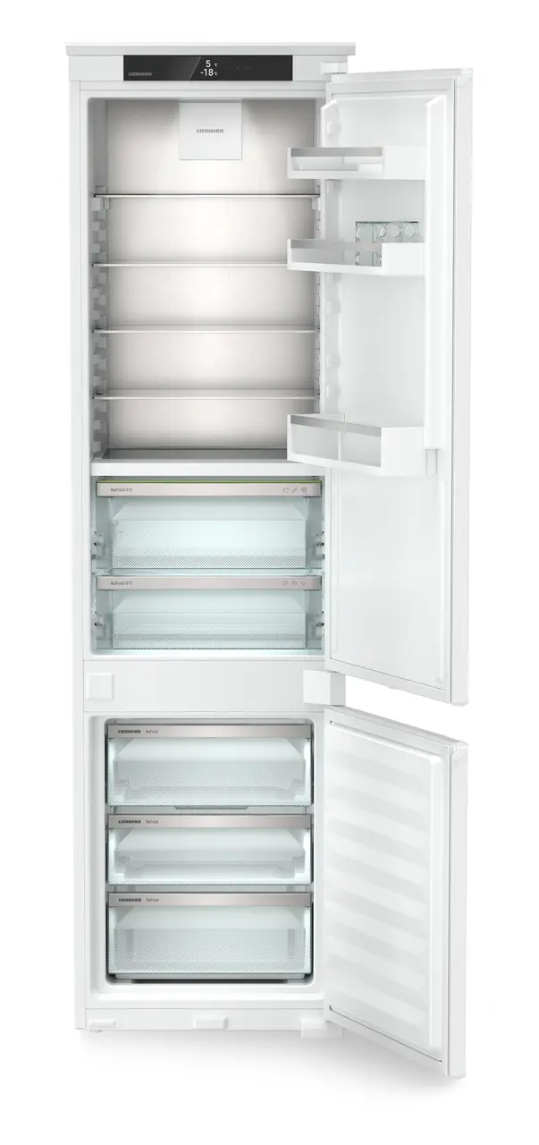 Produkt-Bild, Perspektive: gerade offen leer, Integrierbare Kühl-Gefrierkombination mit BioFresh und NoFrost