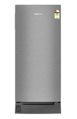 Product image, Perspective: straight closed, Single-door refrigerator 222 l in 3 star with foot pedal base drawer, Casing colour: grey, Door colour: Silver Steel