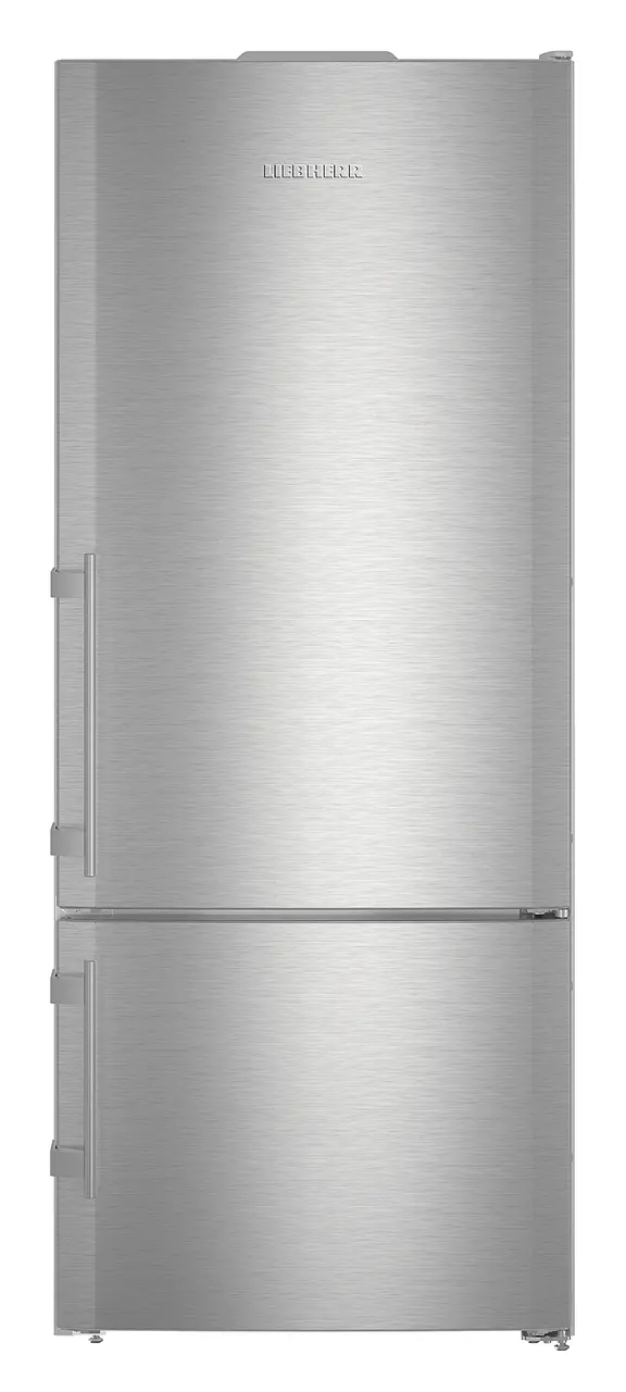 Image de produit, Perspective: Droit fermé, Combiné réfrigérateur-congélateur avec NoFrost, Couleur de porte: acier inox