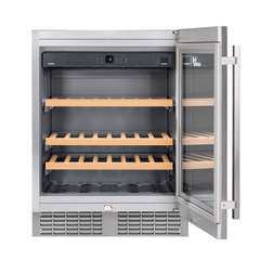 Product image, Perspective: straight open empty, Built-under wine storage cabinet, Casing colour: silver, Door colour: silver
