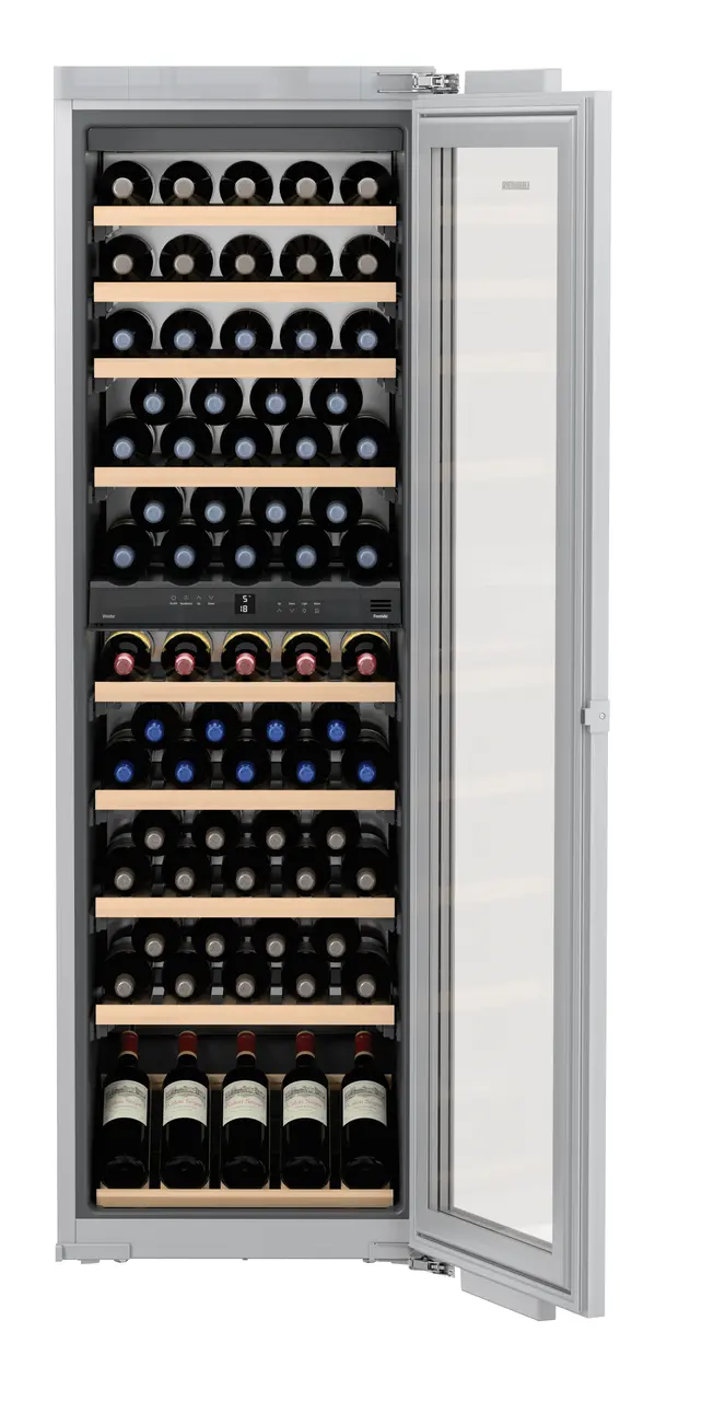 Product image, Perspective: special form, Built-in multi-temperature wine cabinet, Casing colour: silver, Door colour: silver
