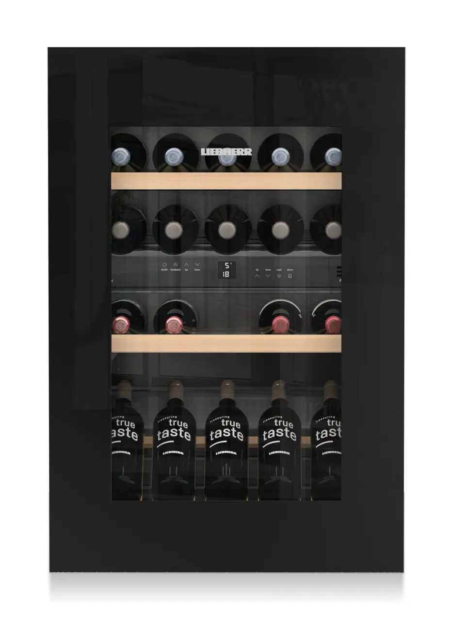 Product image, Perspective: straight closed decorated, Built-in multi-temperature wine cabinet, Casing colour: silver, Door colour: GlassBlack